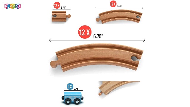 Amazon.com: Wooden Train Tracks - 52 PCS Wooden Train Set + 2